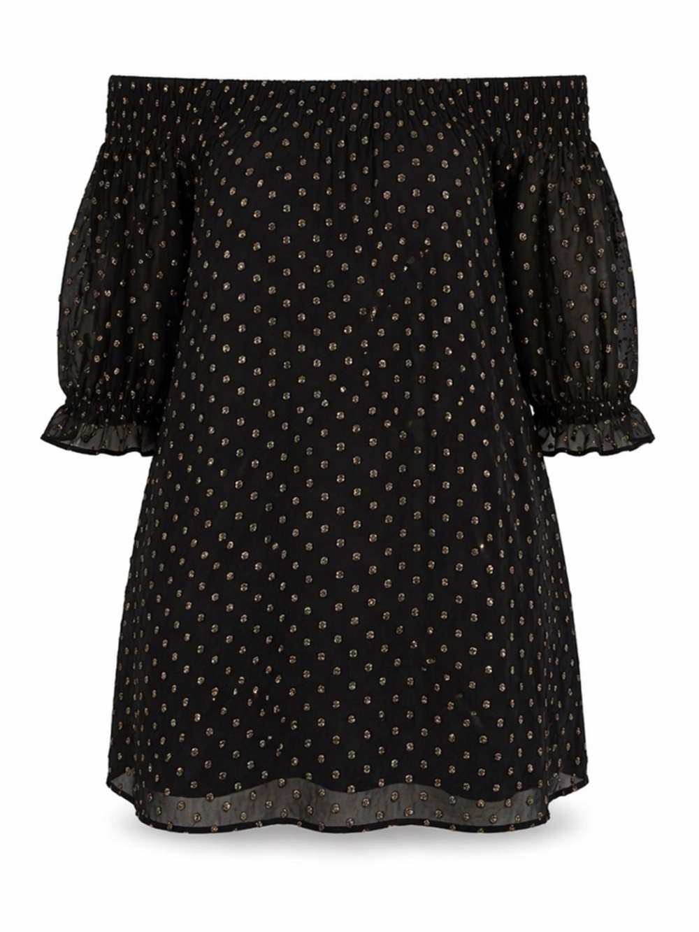 J.Crew Metallic Dot Off-the-Shoulder Top Sz M